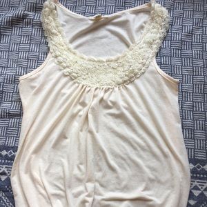Cream tank with floral pattern